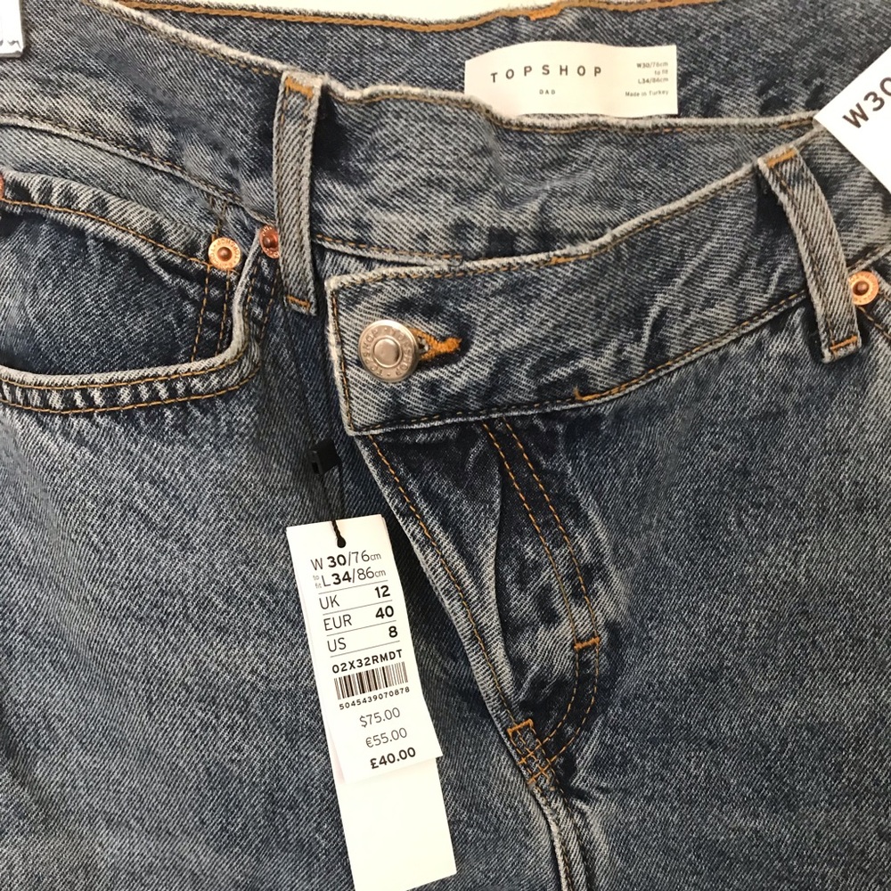 NWT Topshop Dad jeans with crossover front fly